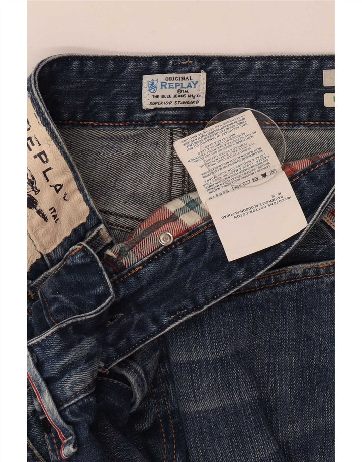 Replay Herre Distressed Slim Jeans W34 L34 Blå Bomuld