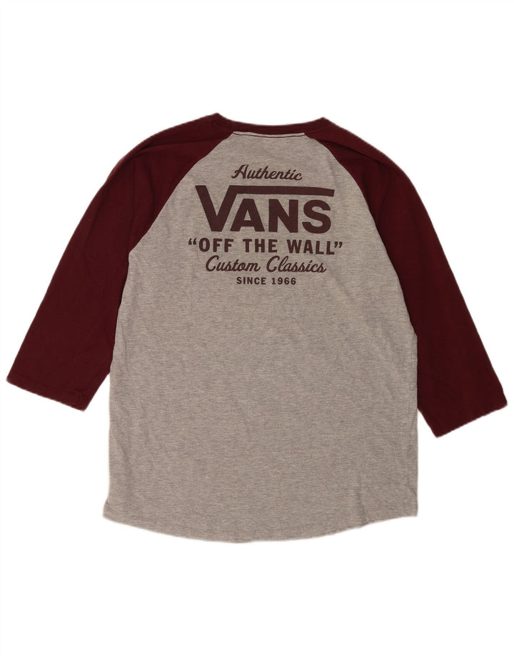 Vans Herre grafisk top 3/4 ærmet, stort gråt Colourblock Bomuld
