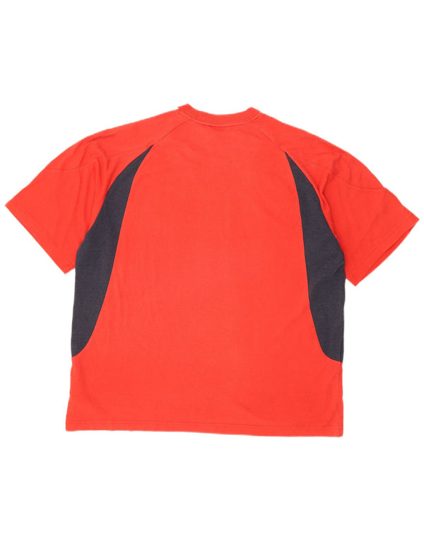 Adidas Herre T-Shirt Top 2XL Rød Colourblock Bomuld