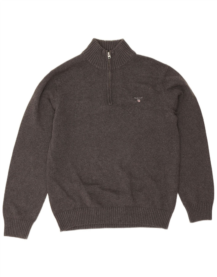 Gant Herre Zip Neck Jumper Sweater Stor Grå Bomuld