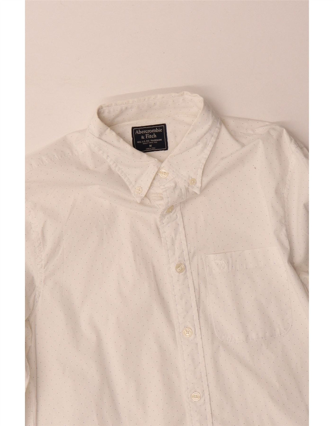 Abercrombie & Fitch Herreskjorte Medium Hvid Plettet
