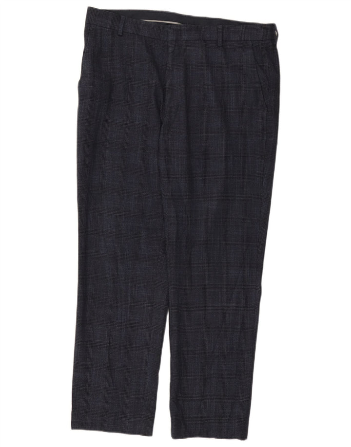 Marks & Spencer Chinobukser til mænd W34 L29 Marineblå Houndstooth