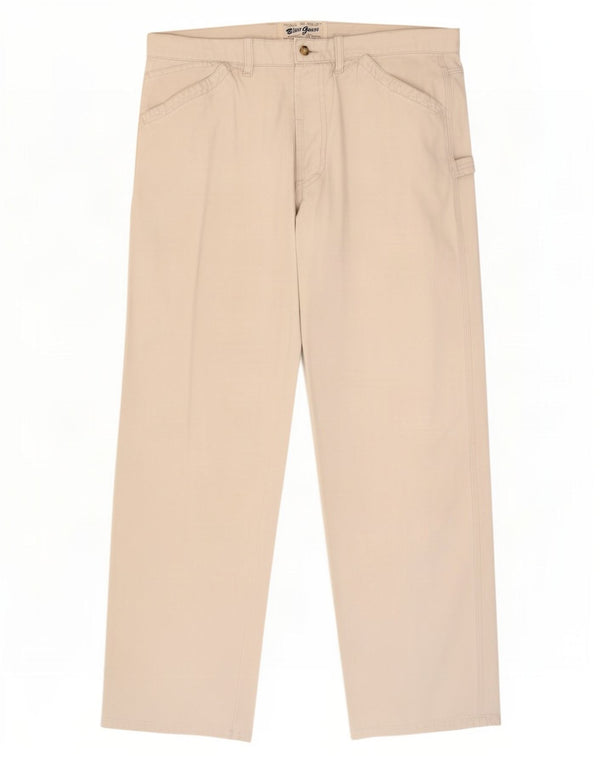 Vintage Mens Straight Cargo Trousers IT 50 Large W34 L30 Beige Cotton