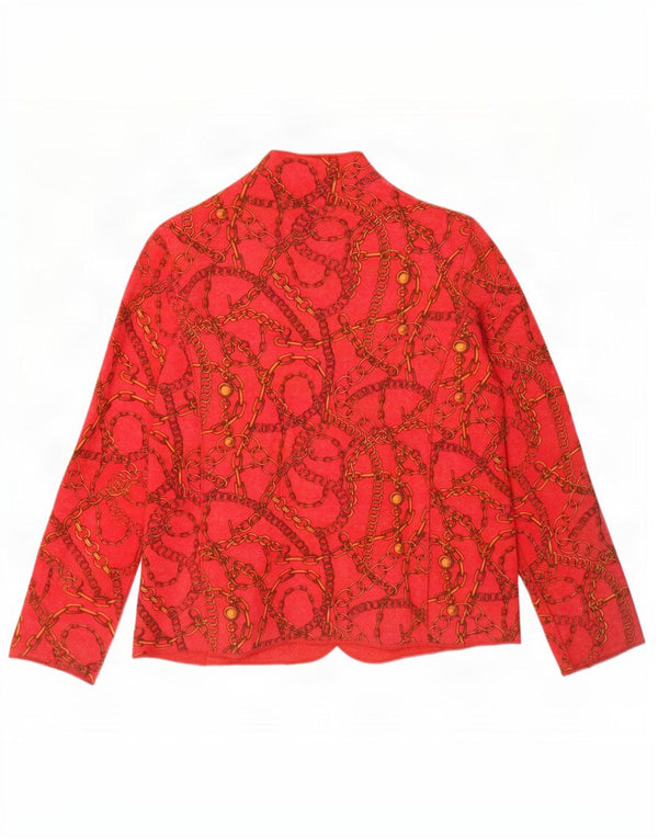 Vintage Womens Abstract Pattern Reversible Blazer Jacket UK 14 Medium Red