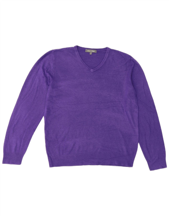 Marks & Spencer Herre V-hals sweater Stor lilla akryl