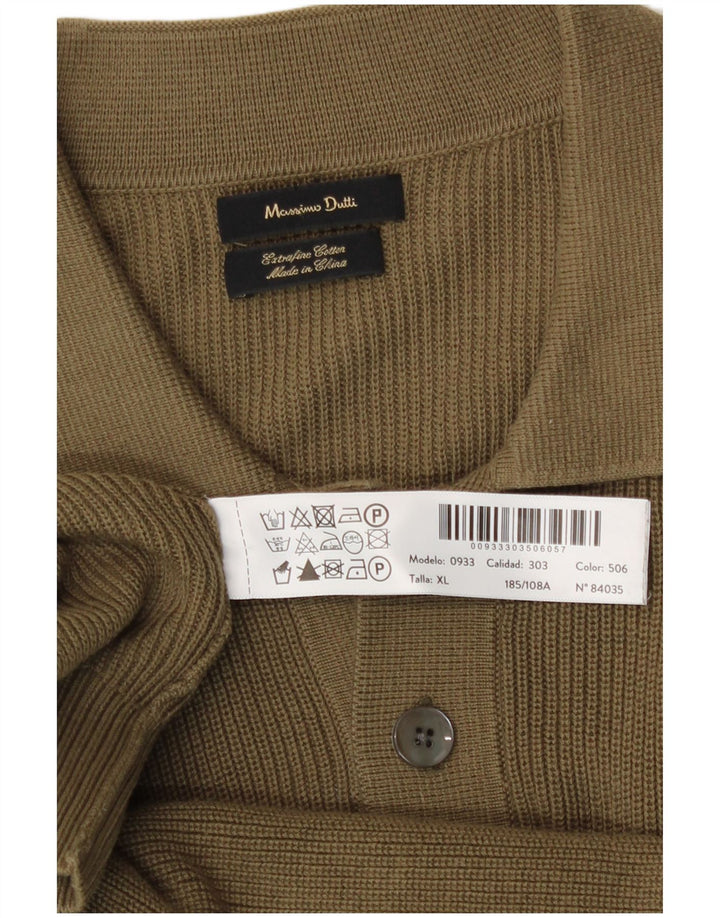 Massimo Dutti Herre Polo Neck Jumper Sweater XL Khaki Bomuld