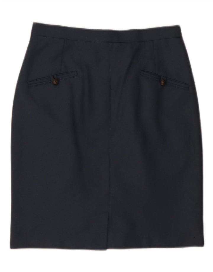 VINTAGE Blyantnederdel til kvinder Medium W28 Marineblå Uld