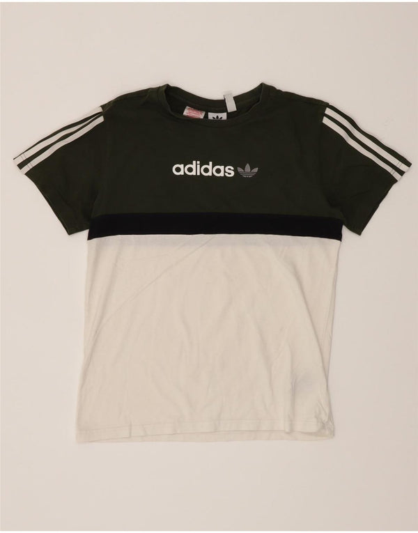 Adidas Boys Grafisk T-Shirt Top 13-14 år Hvid Colourblock