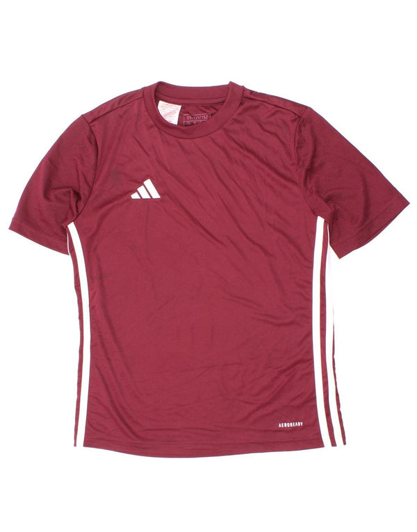 Adidas Boys Aeroready T-Shirt Top 11-12 År Burgundy Polyester