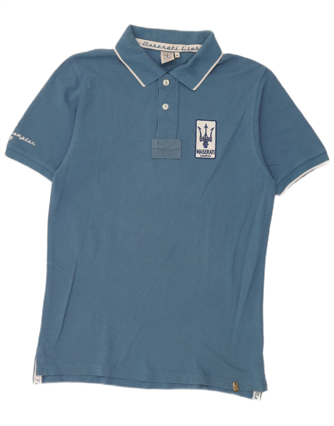 Maserati Herre grafisk poloshirt Medium blå bomuld