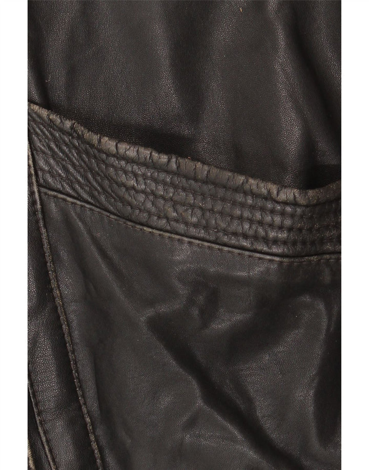 Vintage oversize læderjakke til kvinder EU 46 XL sort læder