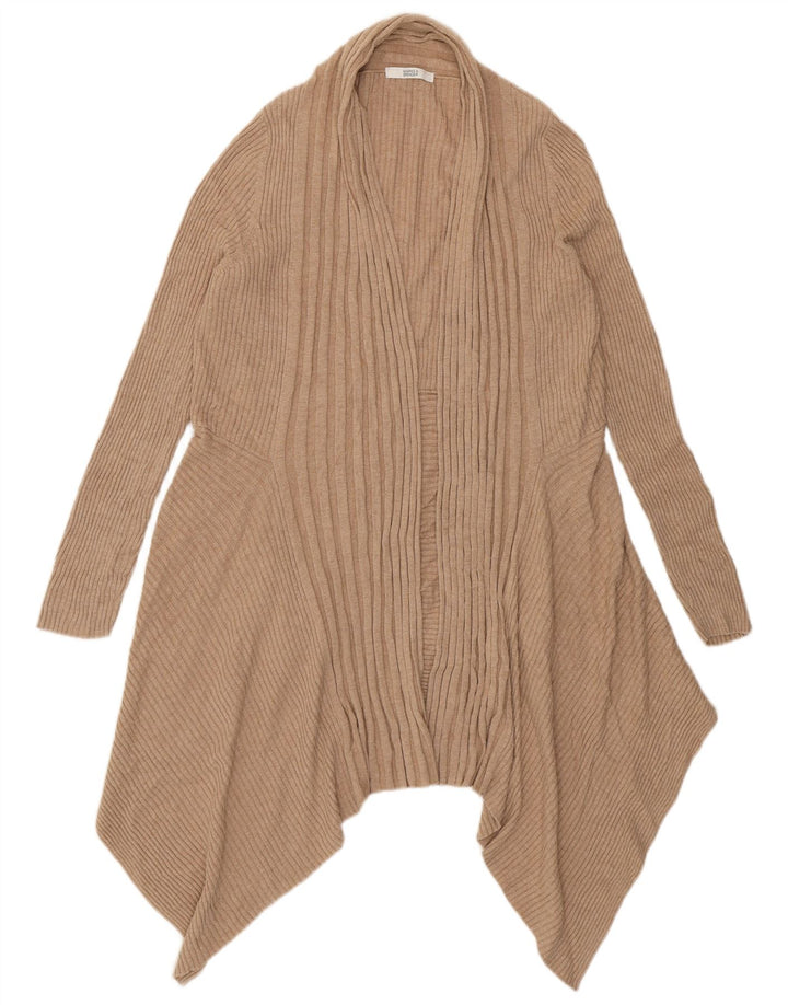 Marks & Spencer Dame Asymmetrisk Åben Cardigan Sweater UK 16 Large Beige