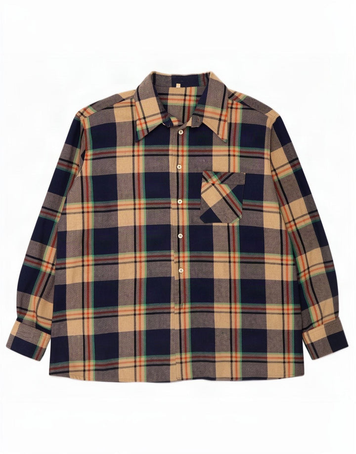 Vintage herre flannel skjorte str. 47 2XL flerfarvet tern
