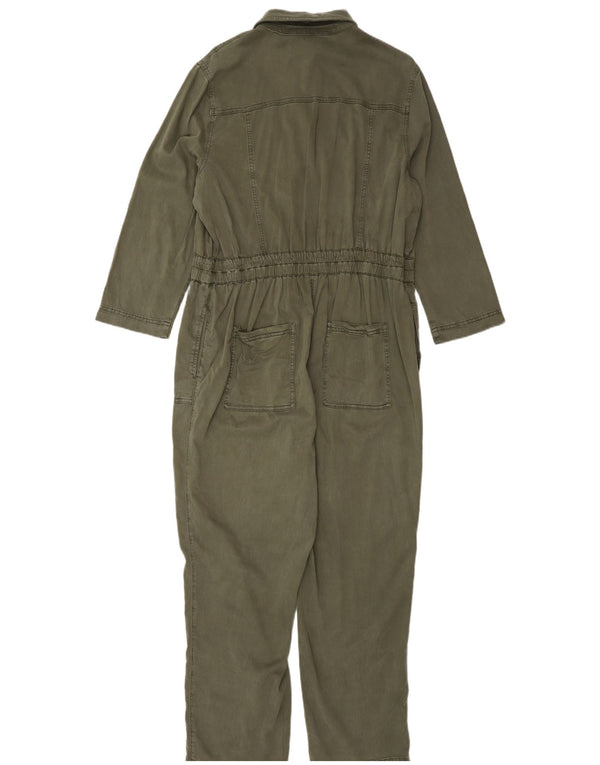 Marks & Spencer Dame Langærmet Jumpsuit UK 14 Stor Khaki Lyocell