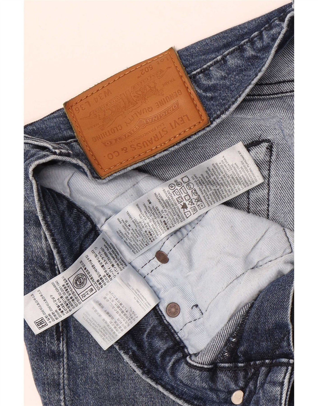 Levi's Herre 502 tilspidsede jeans W34 L36 blå bomuld