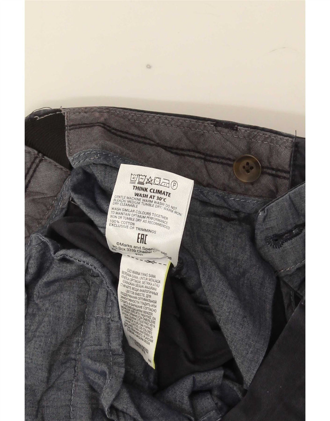 Marks & Spencer Herre Regular Chino Bukser W34 L29 Marineblå Bomuld