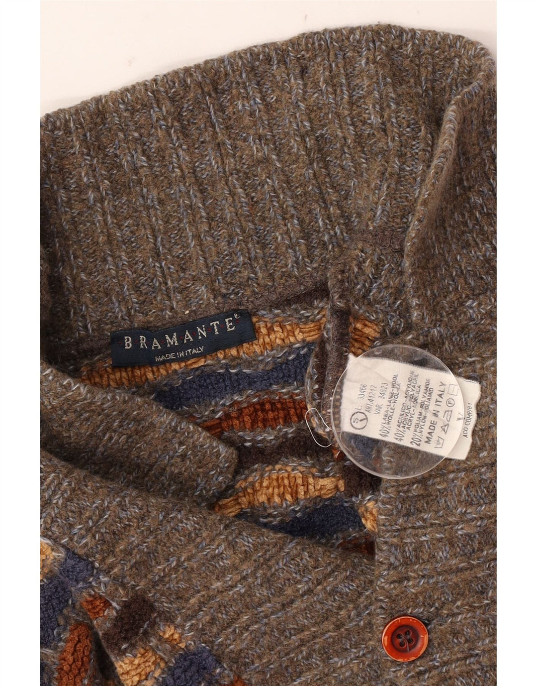 Bramante herre polo hals sweater stor flerfarvet geometrisk uld