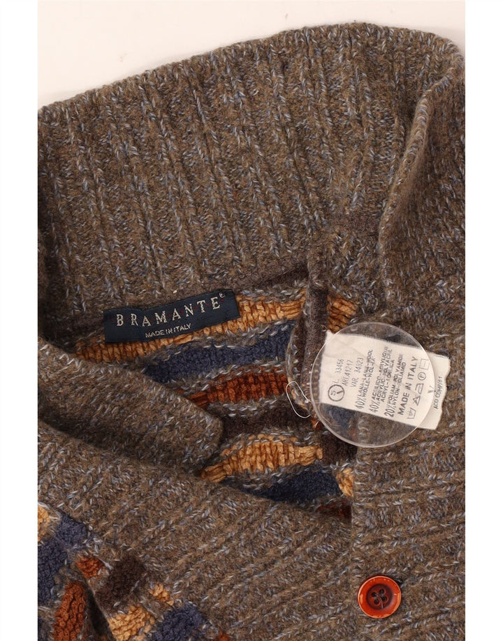 Bramante herre polo hals sweater stor flerfarvet geometrisk uld