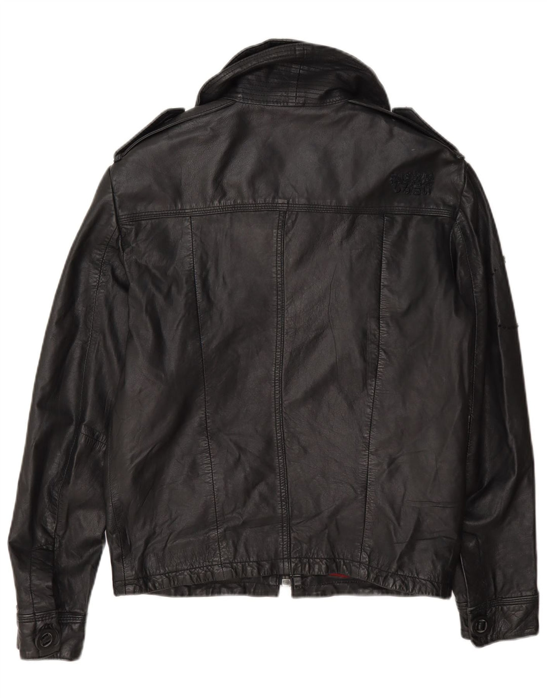 Superdry Military Læderjakke til kvinder UK 10 Lille Sort