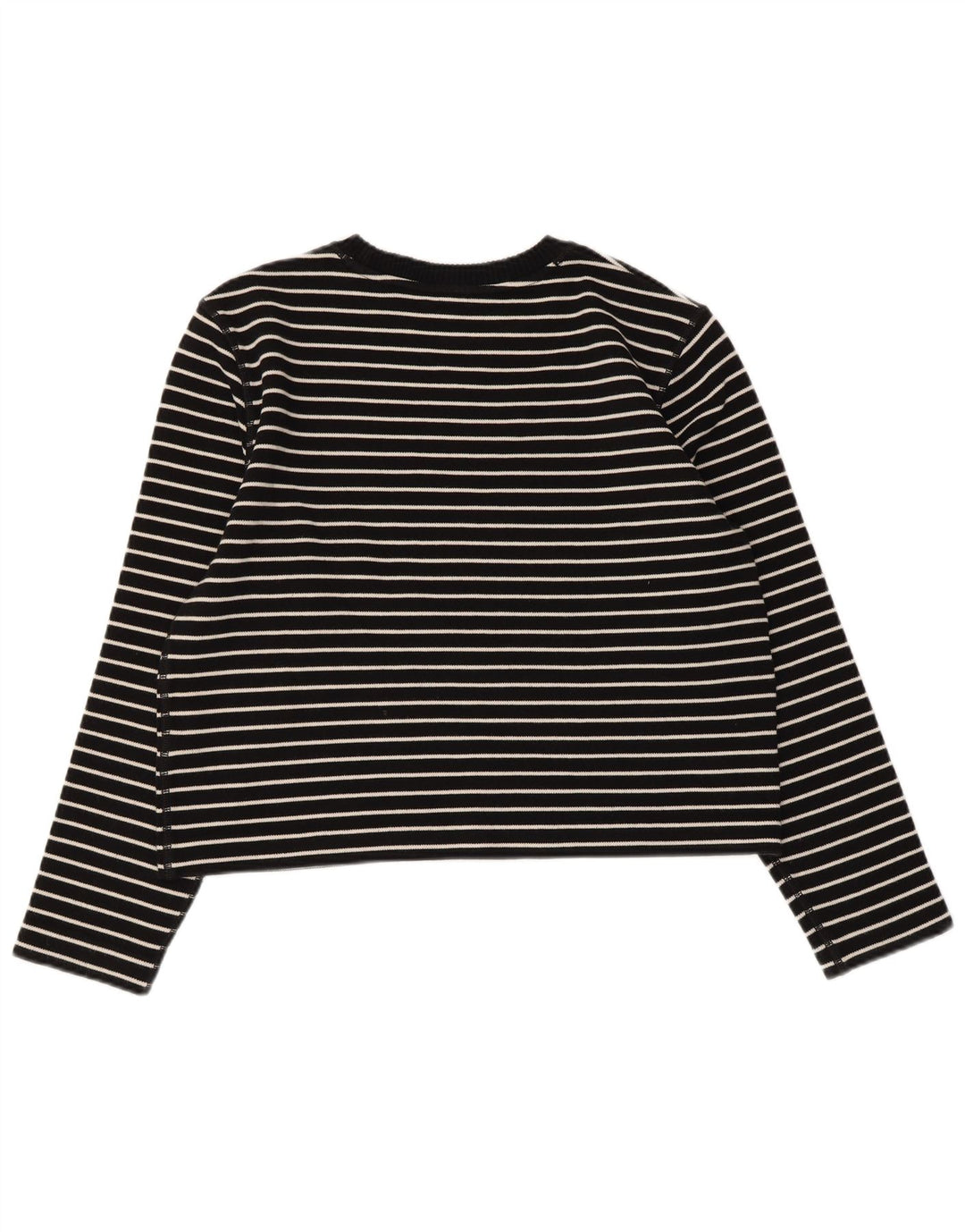 Massimo Dutti Dame Top Langærmet UK 14 Medium Sort Stribet Bomuld