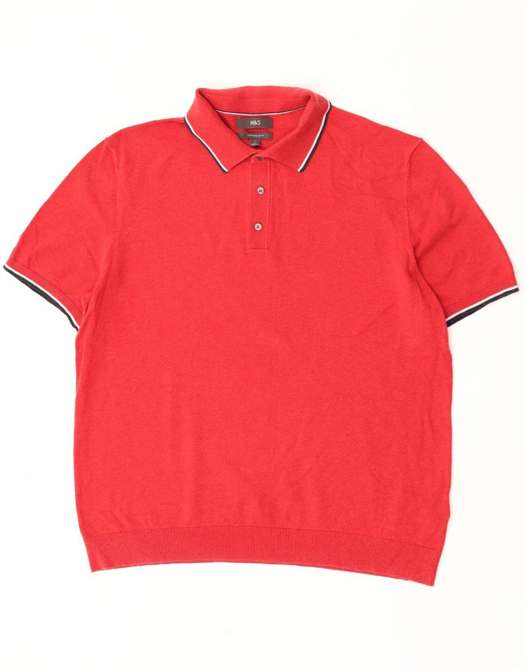 Marks & Spencer Herre Polo Neck Jumper Sweater Stor rød stribet