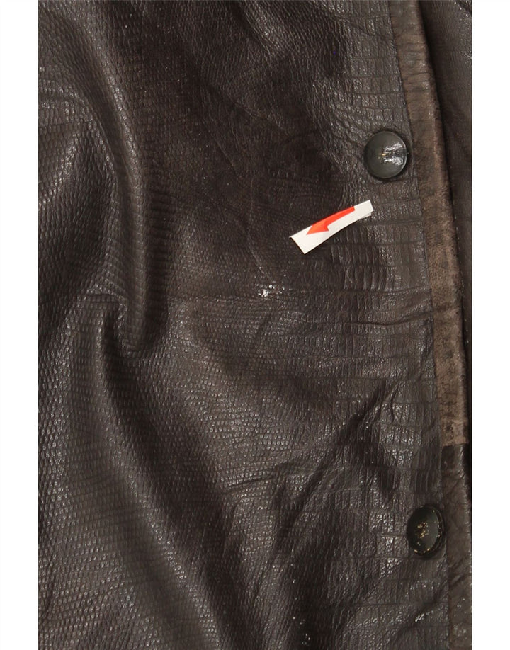 Vintage oversize læderjakke til kvinder EU 44 XL brunt læder