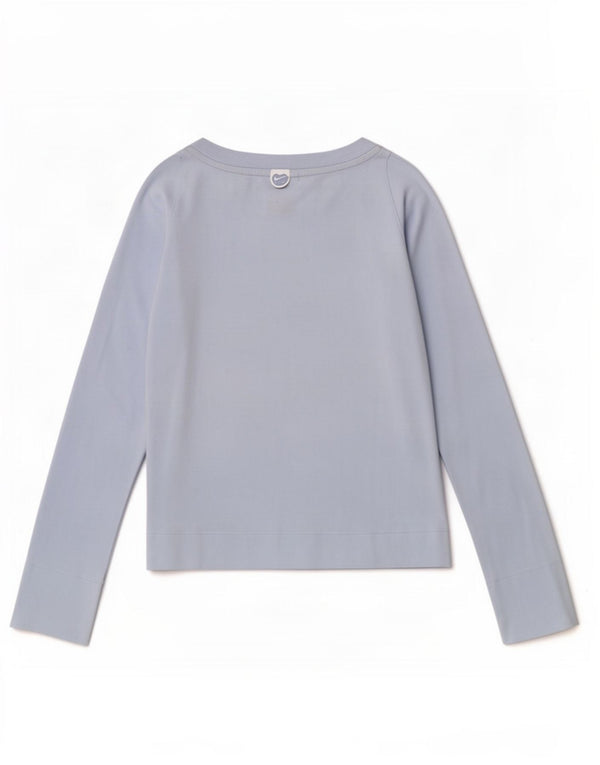 Nike Womens Top Long Sleeve UK 10/12 Medium Blue Cotton