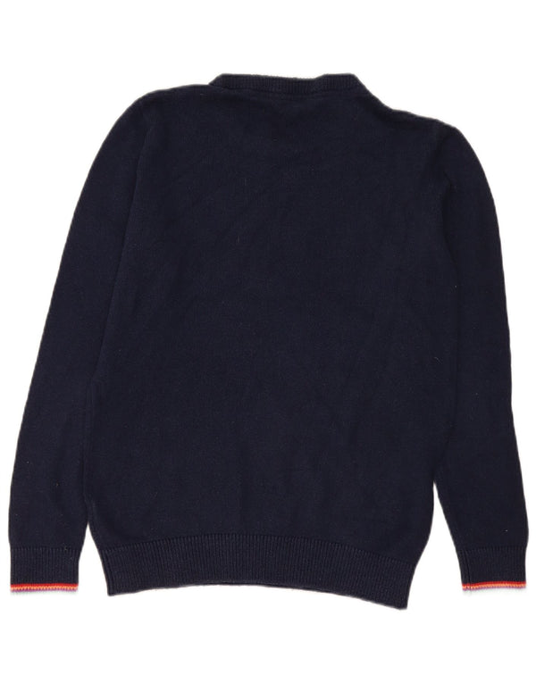Besætningstøj Dame grafisk hals sweater UK 12 Medium Navy Blue