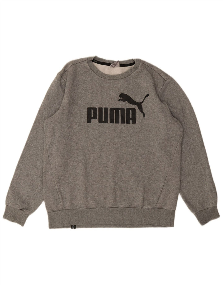 PUMA grafisk sweatshirt til mænd mellemgrå flækket bomuld