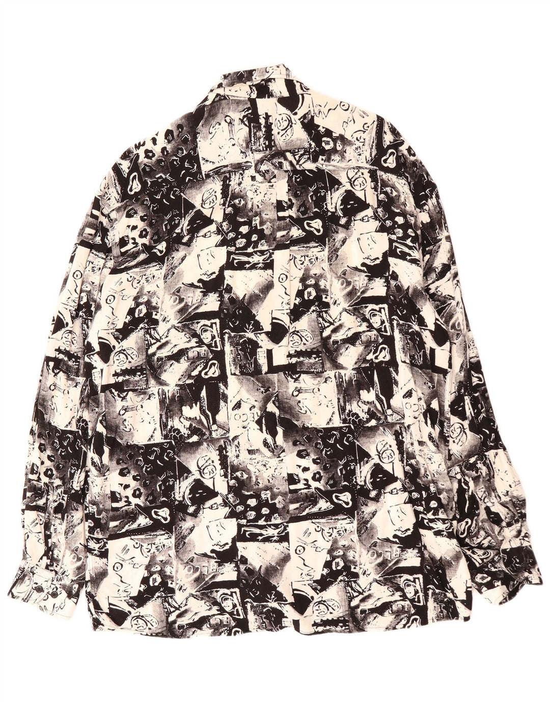 VINTAGE Herre abstrakt mønster skjorte størrelse 41 Large Sort