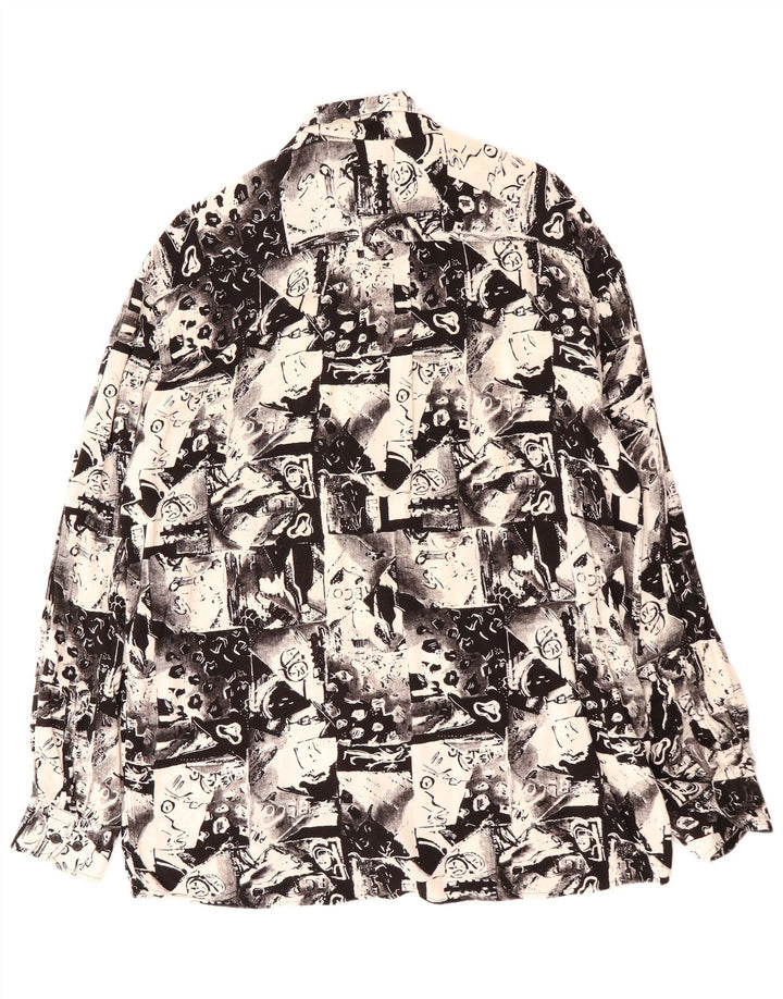 VINTAGE Herre abstrakt mønster skjorte størrelse 41 Large Sort