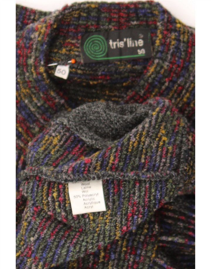 Tris Line Herre Cardigan Sweater IT 50 Medium Flerfarvet geometrisk uld