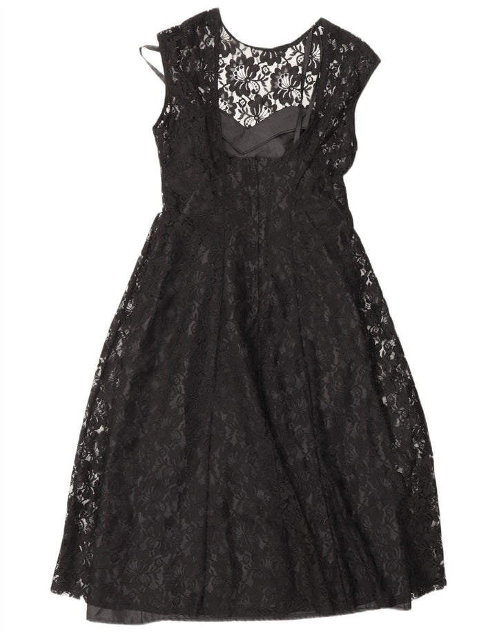 KLASSISK Dame A-Line Kjole UK 12 Medium Black Floral Nylon