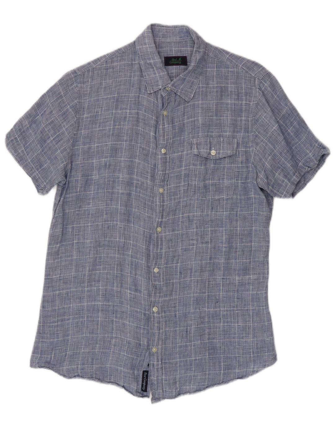 Bedste firma Kortærmet Herreskjorte Medium Blue Houndstooth