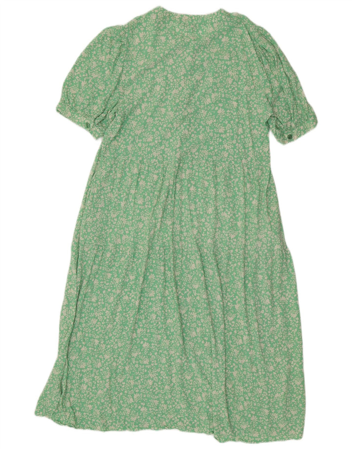 Marks & Spencer Dame Maxi Dress UK 14 Medium Green Floral Viscose