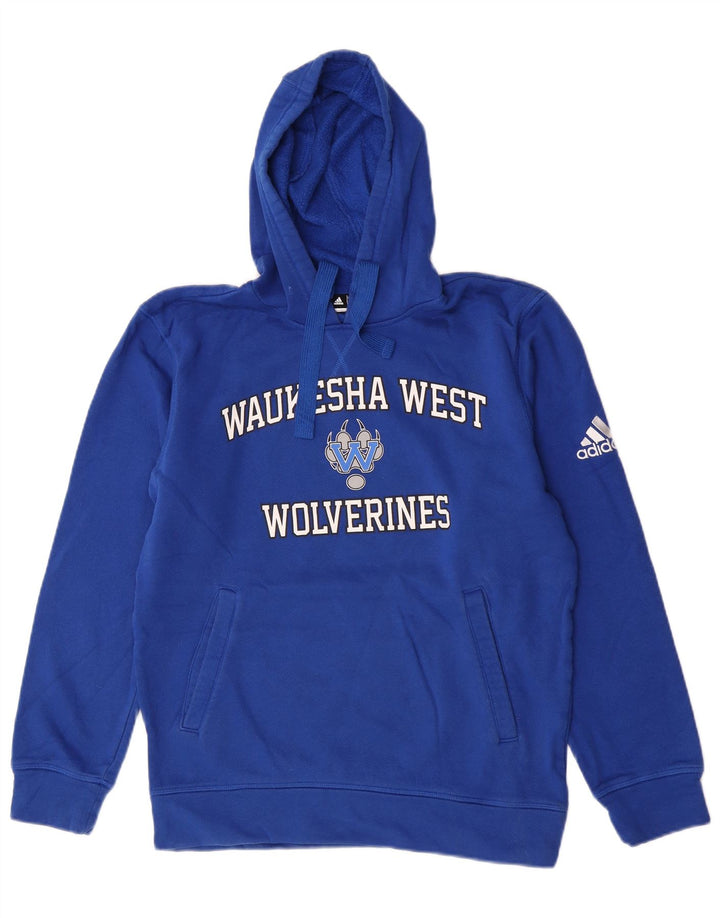 Adidas Herre Wolverines Graphic Hoodie Jumper Small Blue