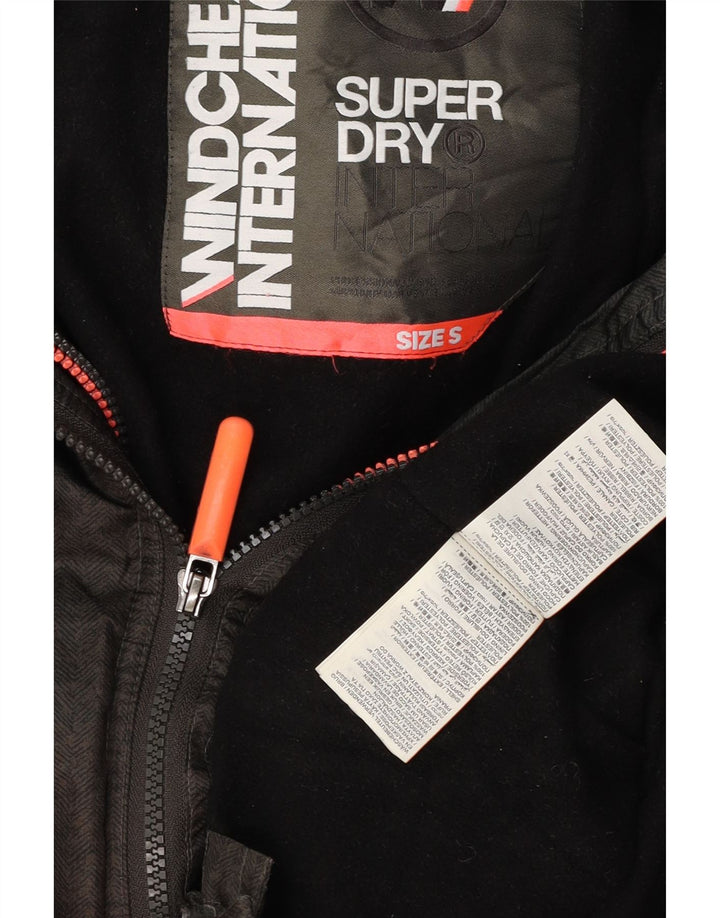 SUPERDRY Vindjakke med hætte til mænd UK 36 Small Grey Herringbone