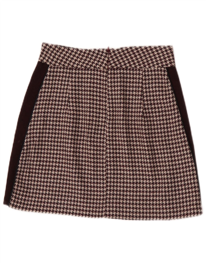 Zara Dame Mini-nederdel XS W24 Burgundy Houndstooth