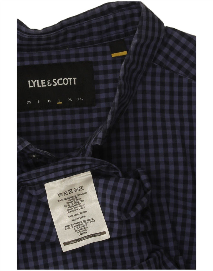 Lyle & Scott Herreskjorte Stor marineblå Gingham Bomuld