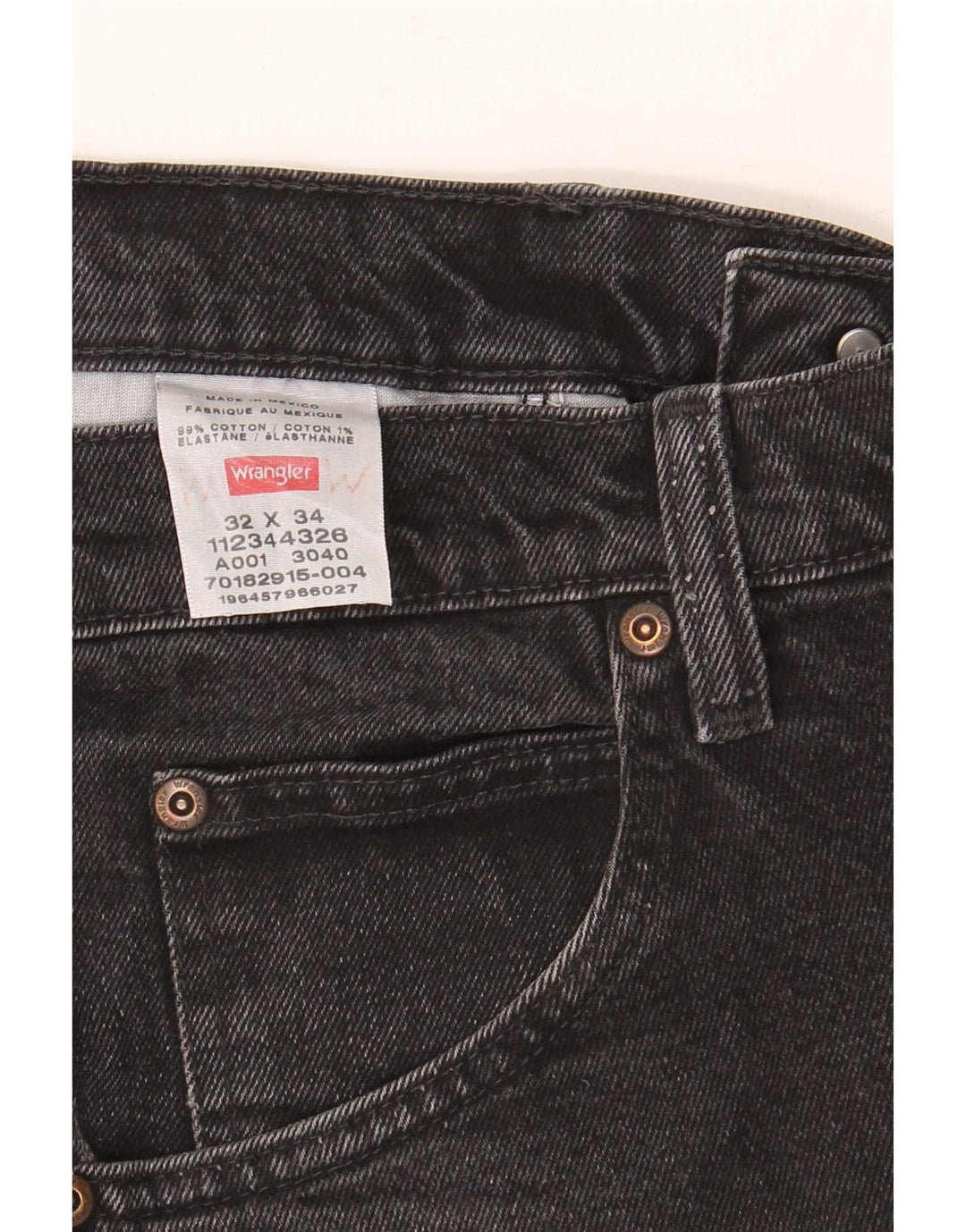 Wrangler Straight Jeans til mænd W32 L34 Sort bomuld