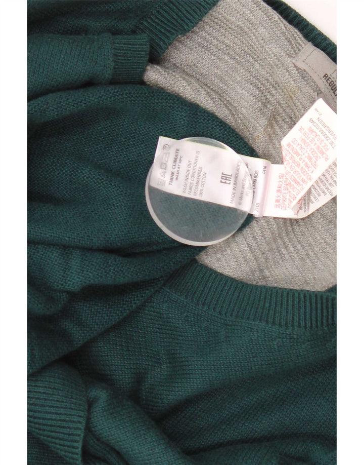 Marks & Spencer Herre Regular Fit V-hals sweater Stor grøn bomuld