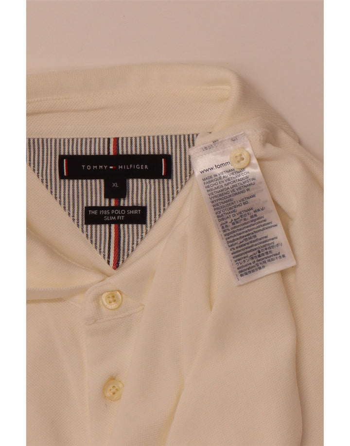 TOMMY HILFIGER Herre Slim Fit Polo Shirt XL Off White Bomuld