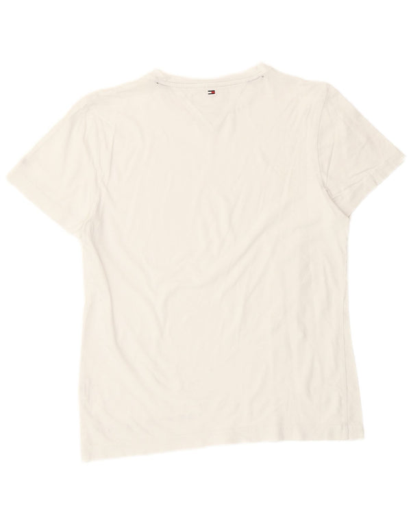 Tommy Hilfiger Dame Grafisk T-Shirt Top UK 10 Small White Bomuld