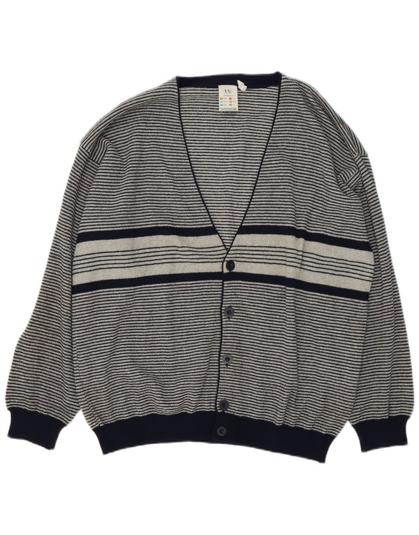 Umberto Severi Herre cardigan sweater Stor grå stribet uld
