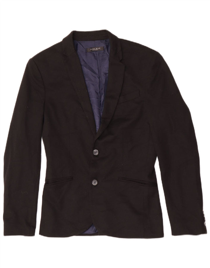 Zara Herre 2 Button Blazer Jacket UK 36 Small Black