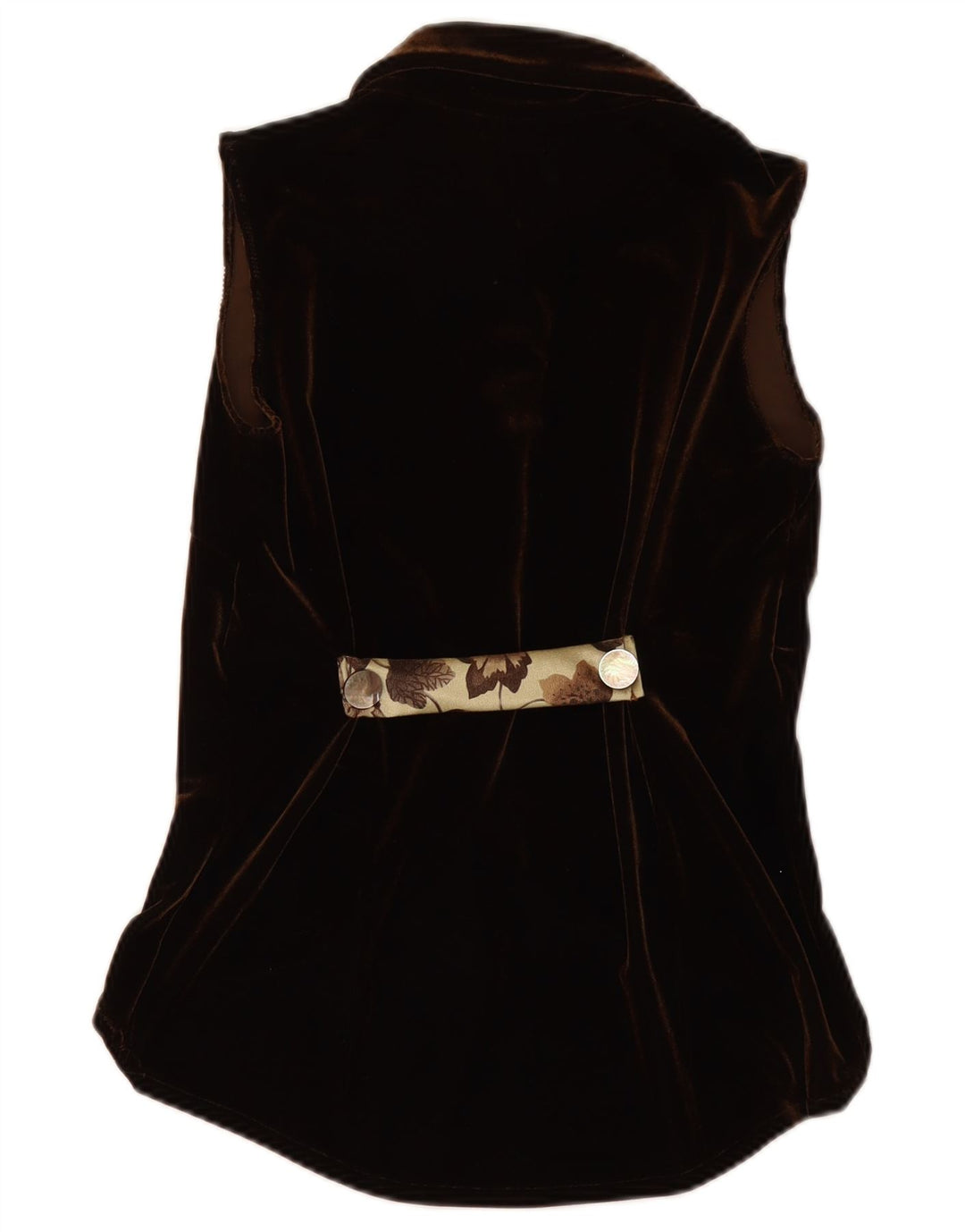 VINTAGE kvinders velour ærmeløs skjortebluse UK 12 Medium Brown Floral