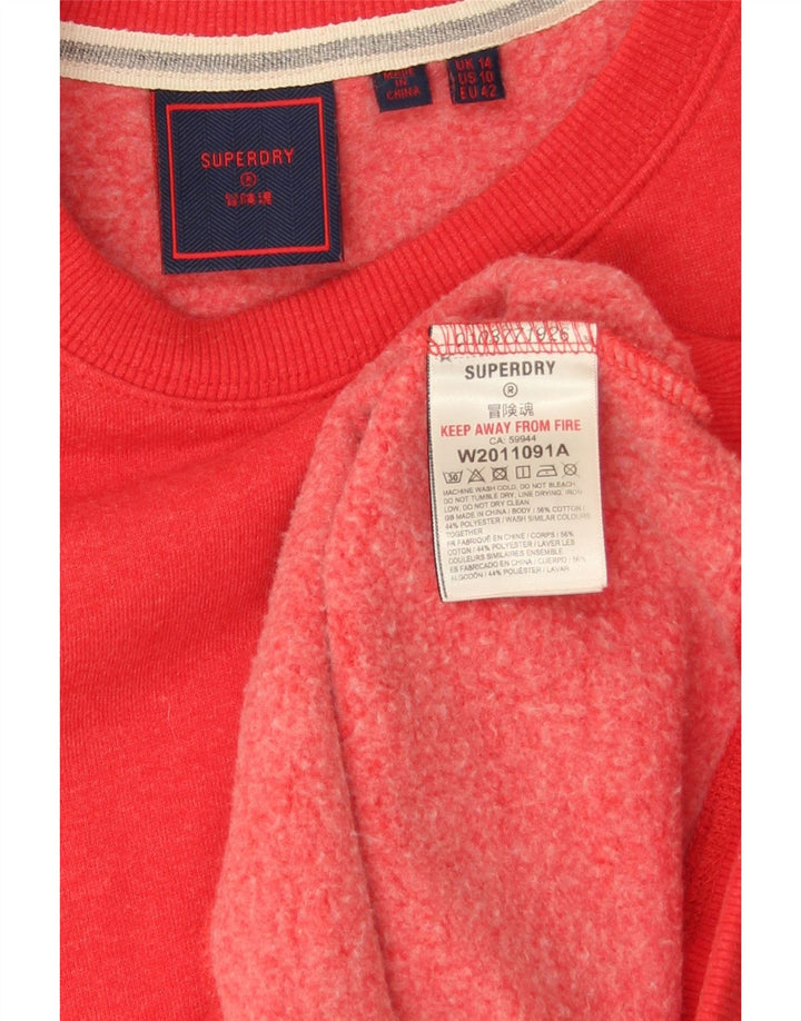 Superdry Womens Oversized Sweatshirt Jumper UK 14 Stor rød bomuld