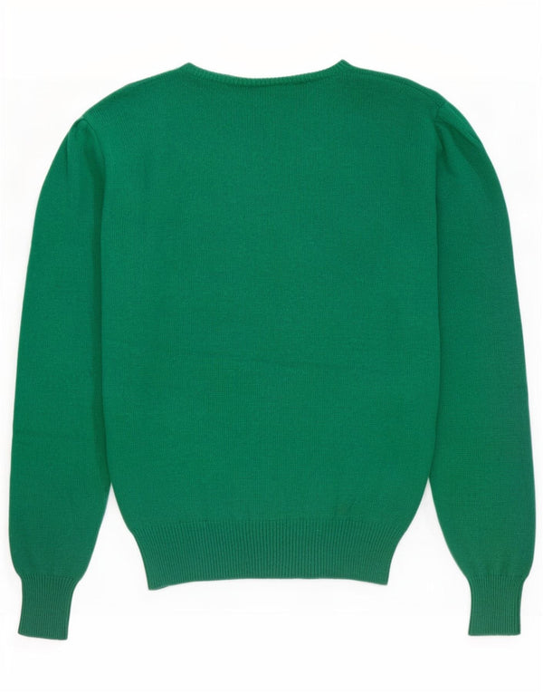 Benetton Dame Boat Neck Jumper Sweater IT 48 XL Grøn Virgin Wool