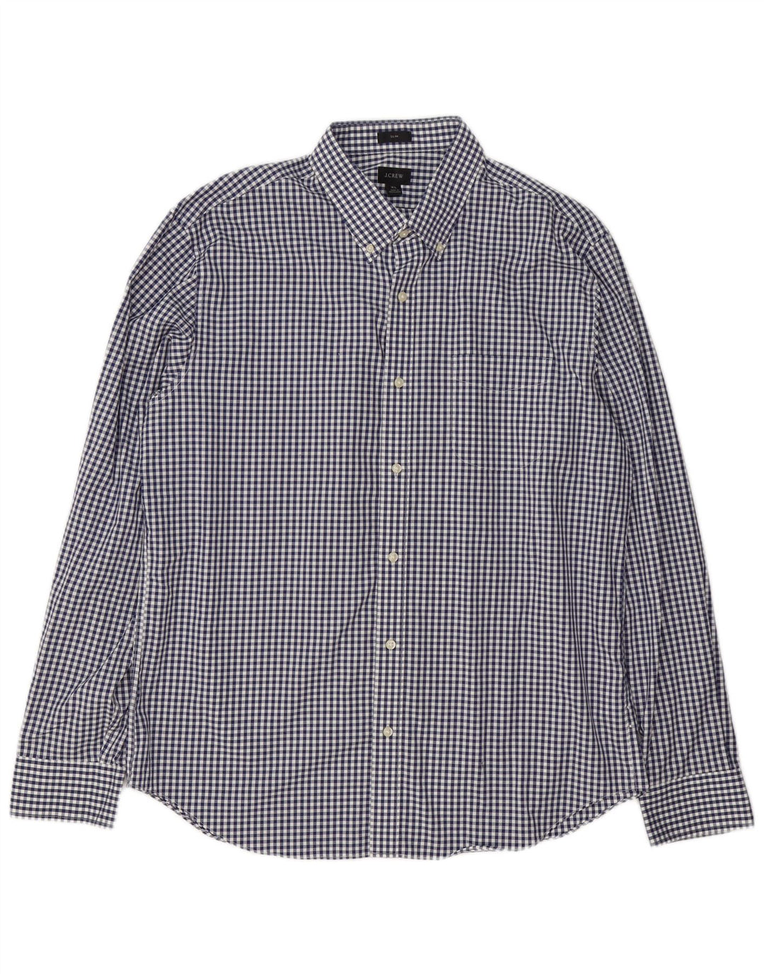 J. Crew Herre Slim Shirt XL Marineblå Gingham Cotton