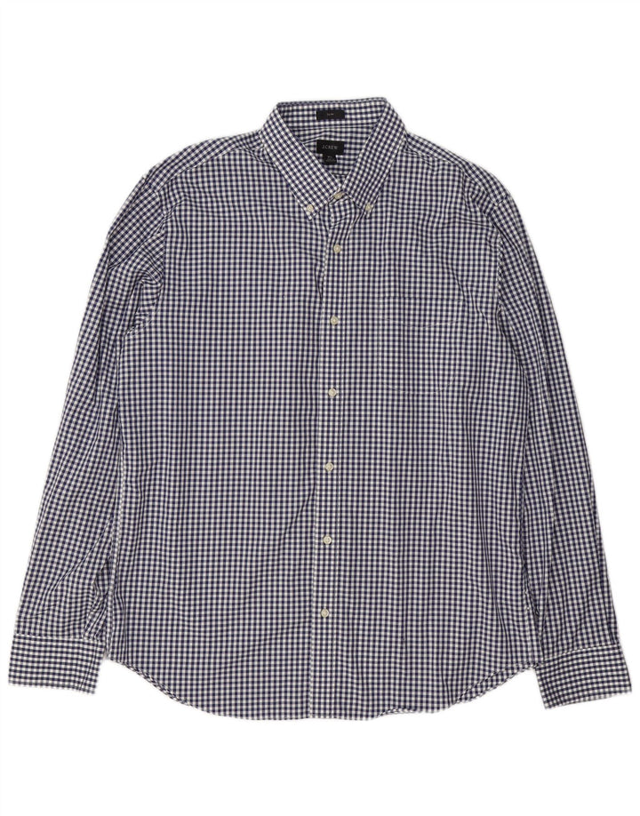 J. Crew Herre Slim Shirt XL Marineblå Gingham Cotton